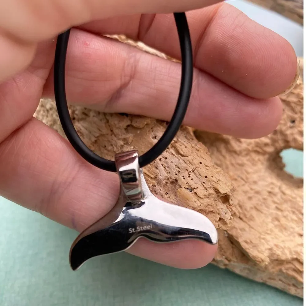 Whale Tail Stainless Steel Indian Design Pendant Necklace